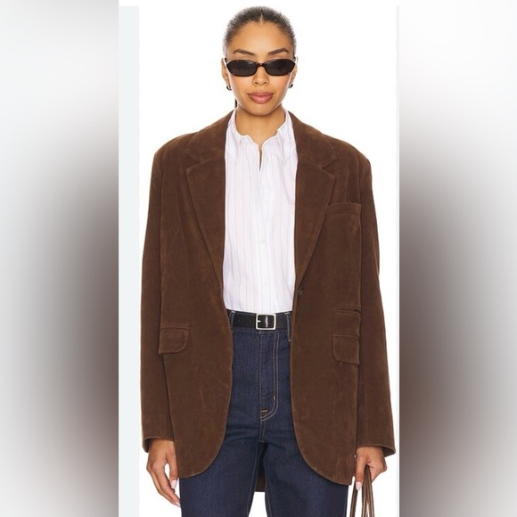 Free People Jackets & Blazers - Free People we the free Papercut Faux Suede Blazer Brown Size Large
